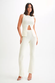 Ridley Knit Tank Top With Split - Ivory