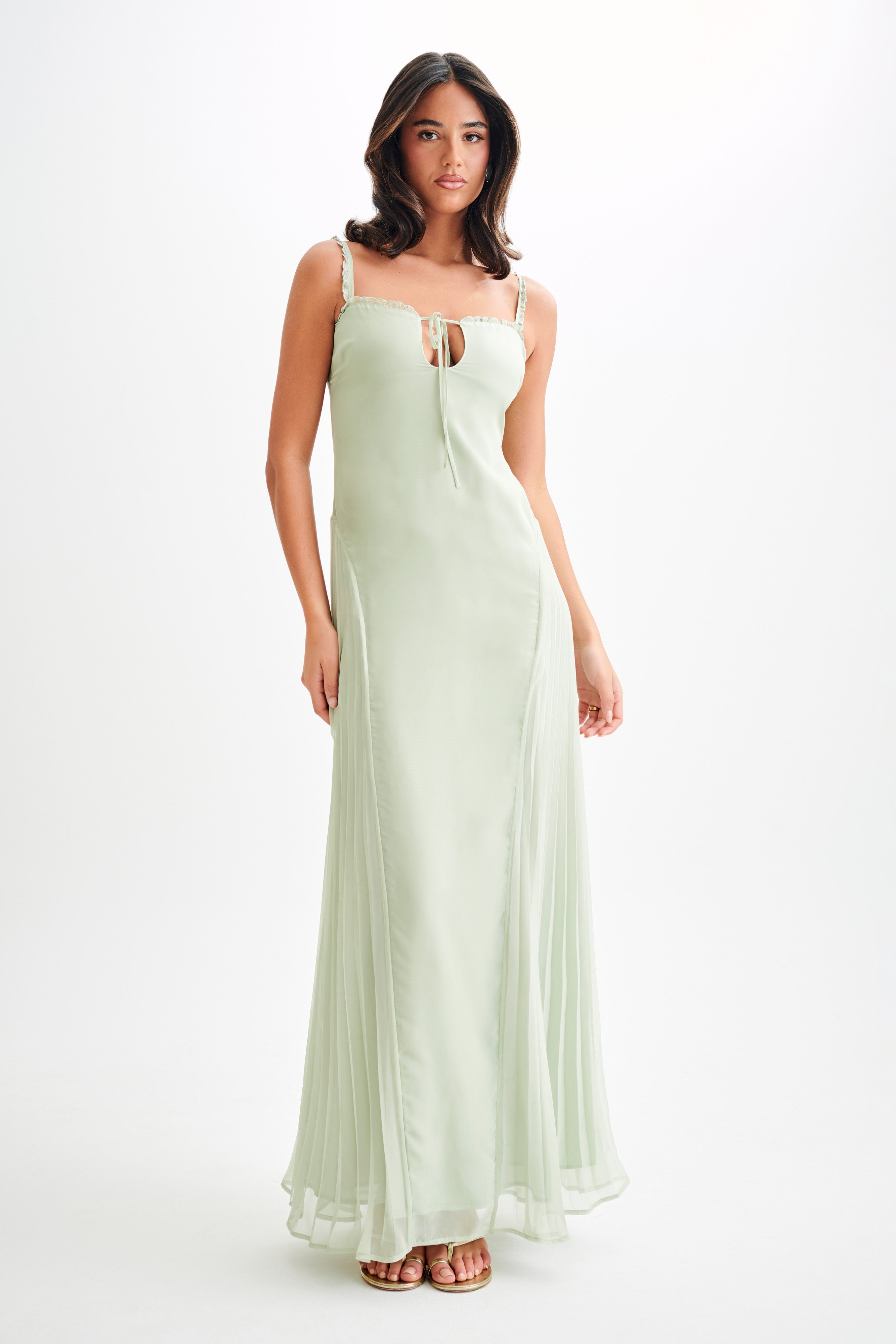 Saira Chiffon Maxi Dress Pastel Green MESHKI