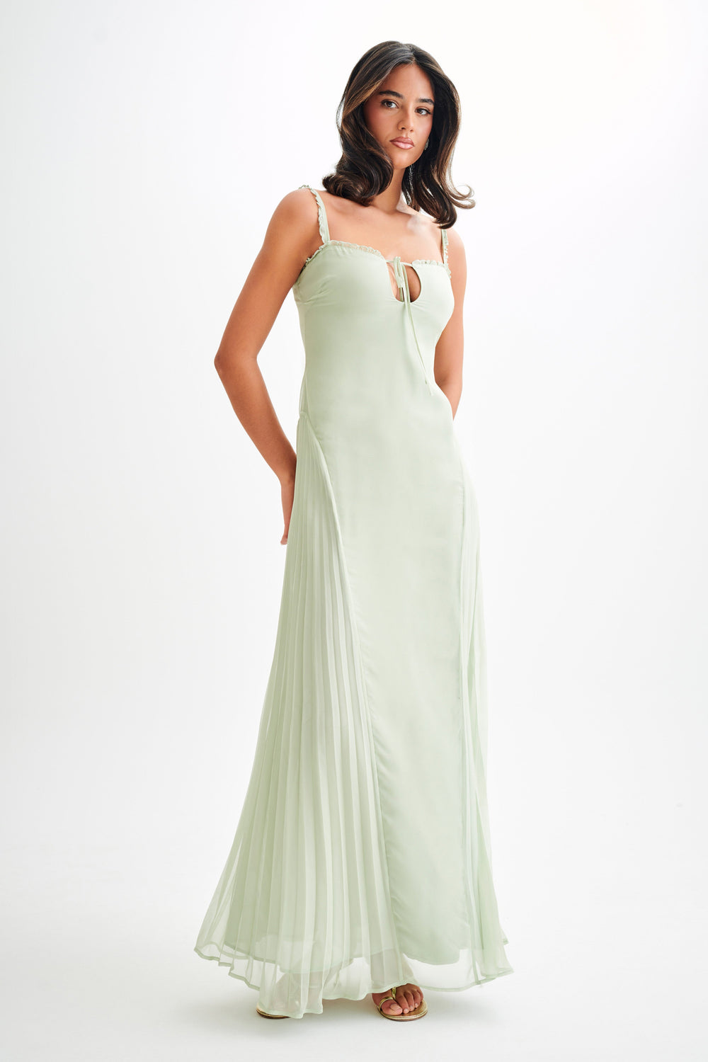 Saira Chiffon Maxi Dress - Pastel Green