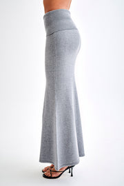 Karlie Knit Maxi Skirt With Ribbed Waist - Charcoal Marle