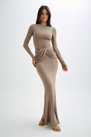 Halcyon Long Sleeve Slinky Maxi Dress - Coco