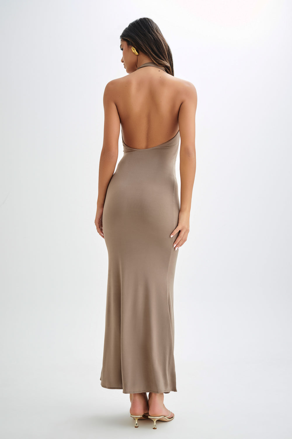 Marianne Asymmetrical Slinky Maxi Dress - Coco