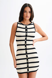 Sawyer Stripe Knit Mini Dress - Black/Cream