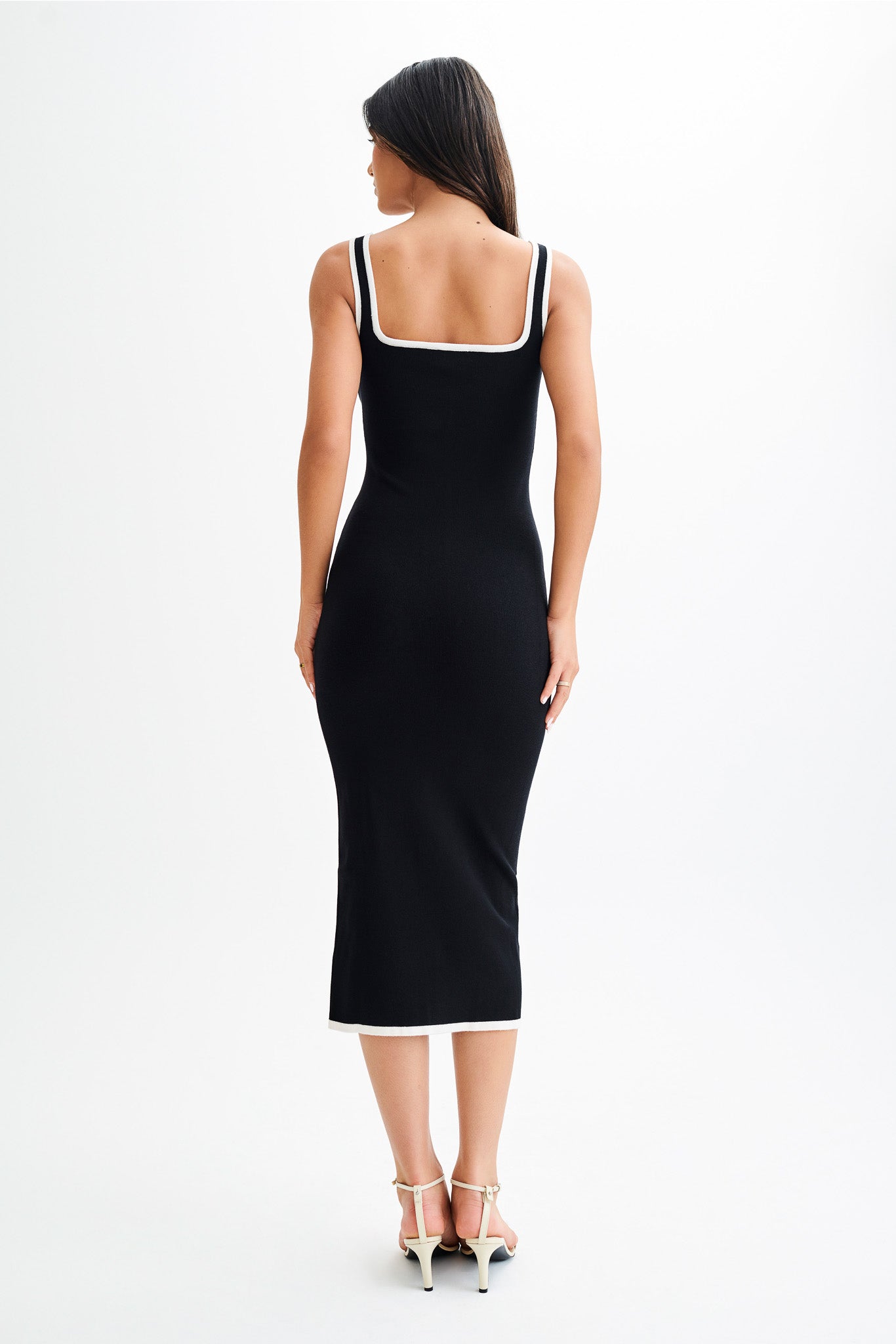 Eimear Contrast Knit Midi Dress - Black/White