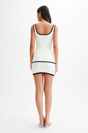 Becky Contrast Knit Mini Skirt - Ivory & Black