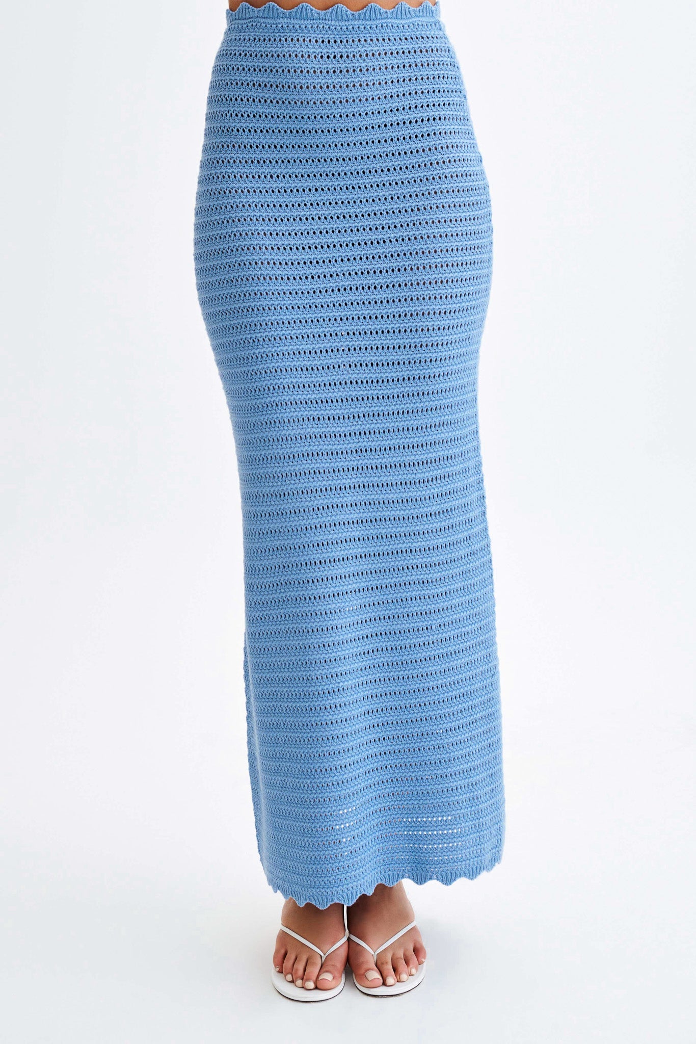 Jadia Crochet Fishtail Maxi Skirt - Cornflower Blue