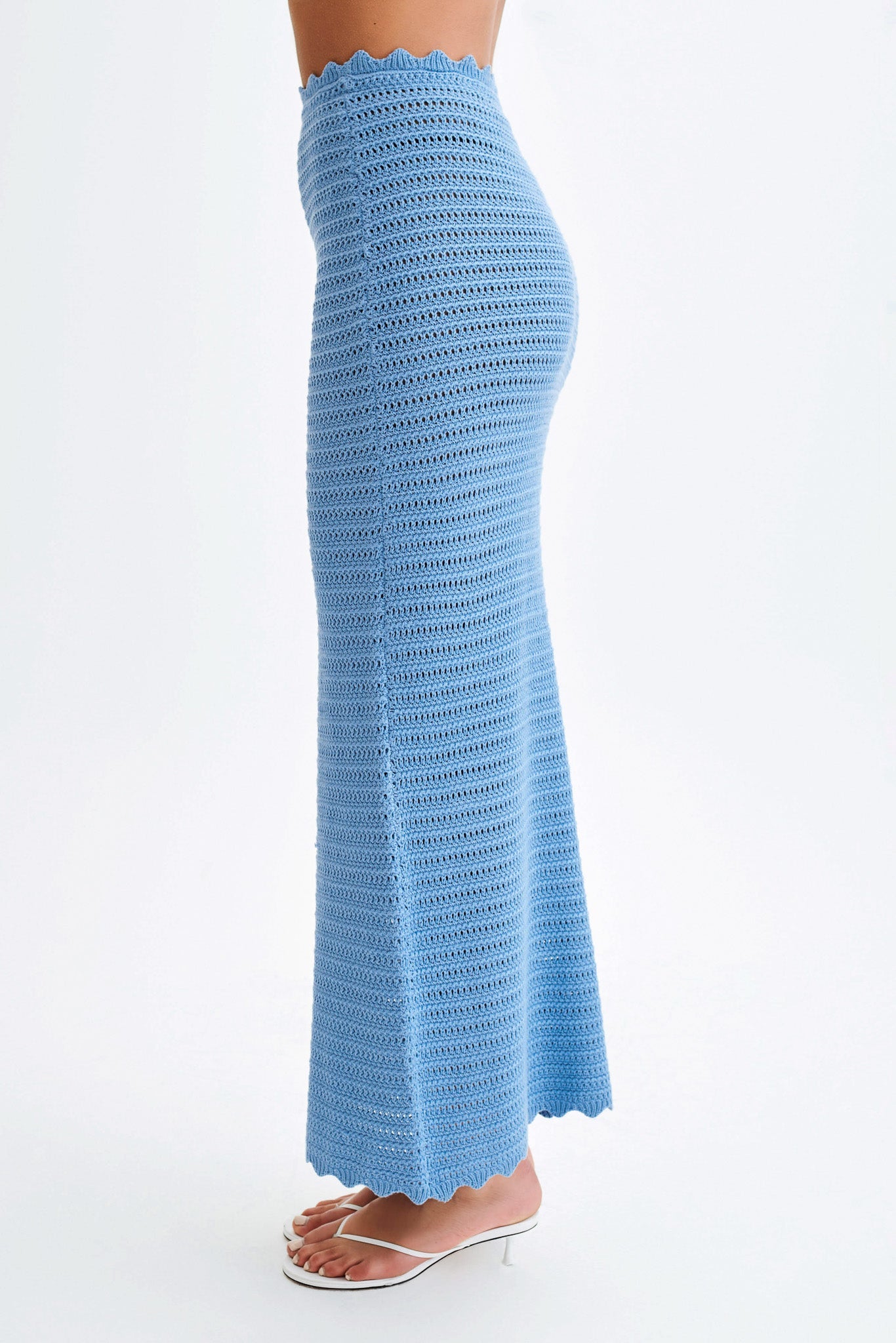 Jadia Crochet Fishtail Maxi Skirt - Cornflower Blue