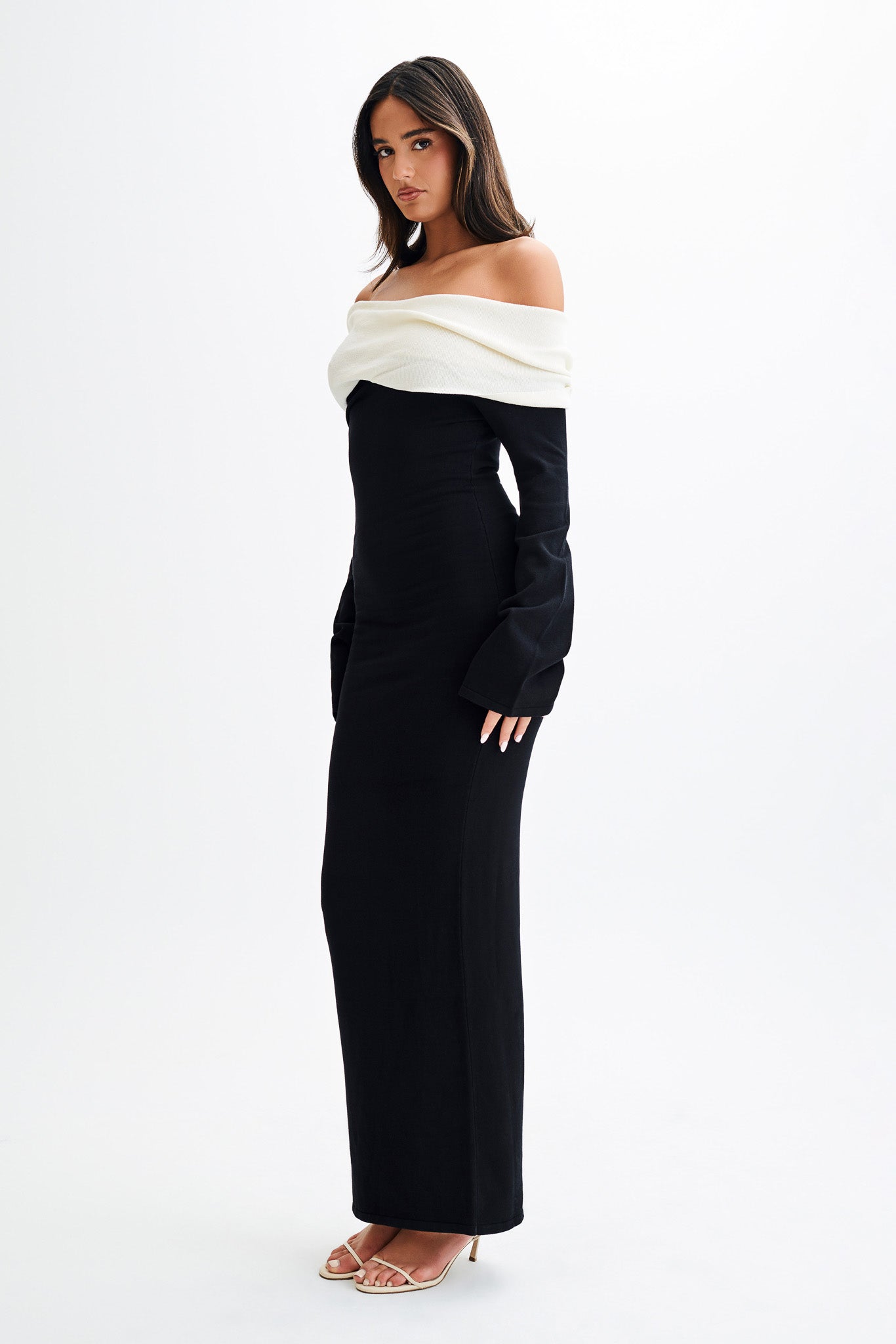 Yoko Contrast Knit Maxi Dress - Black/White