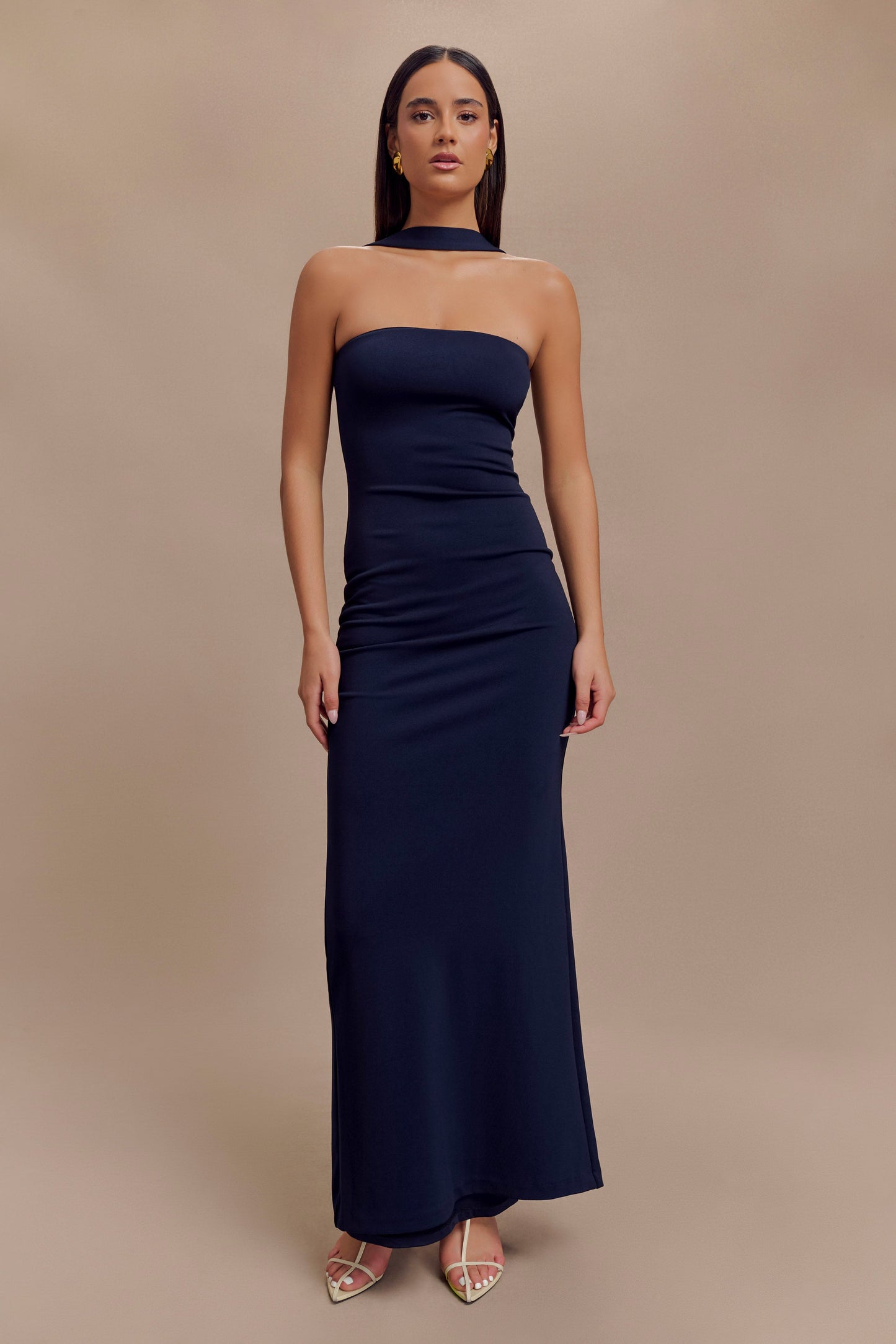 Velma Halter Collar Maxi Dress - Dark Navy