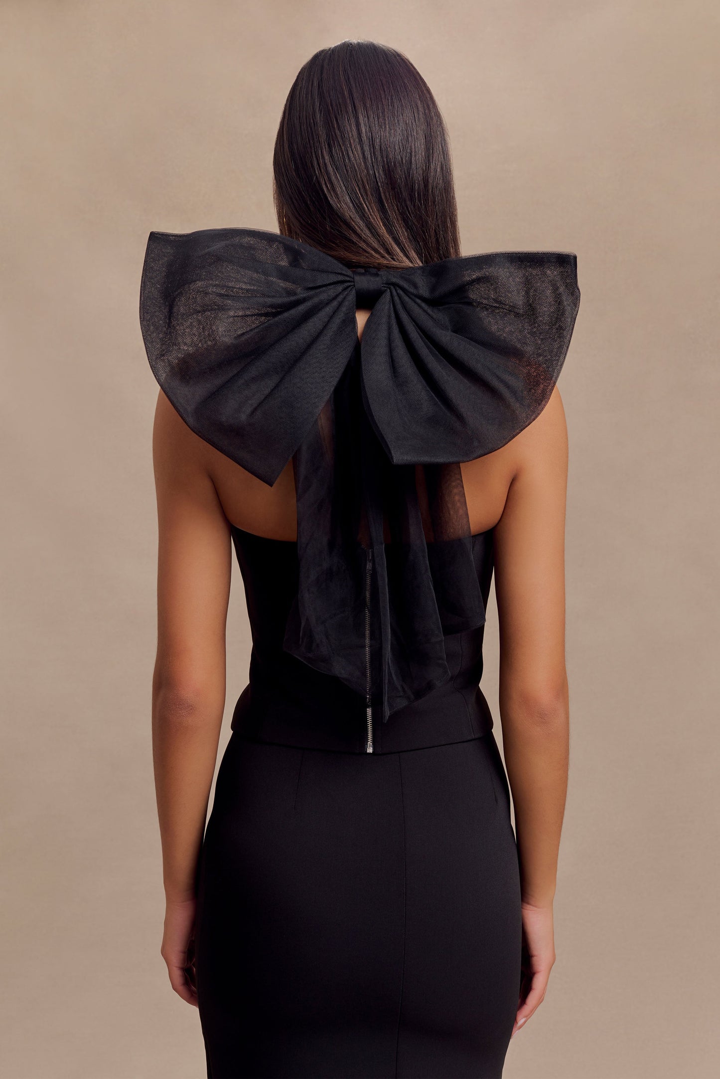 Maryam Tulle Bow Top -  Black