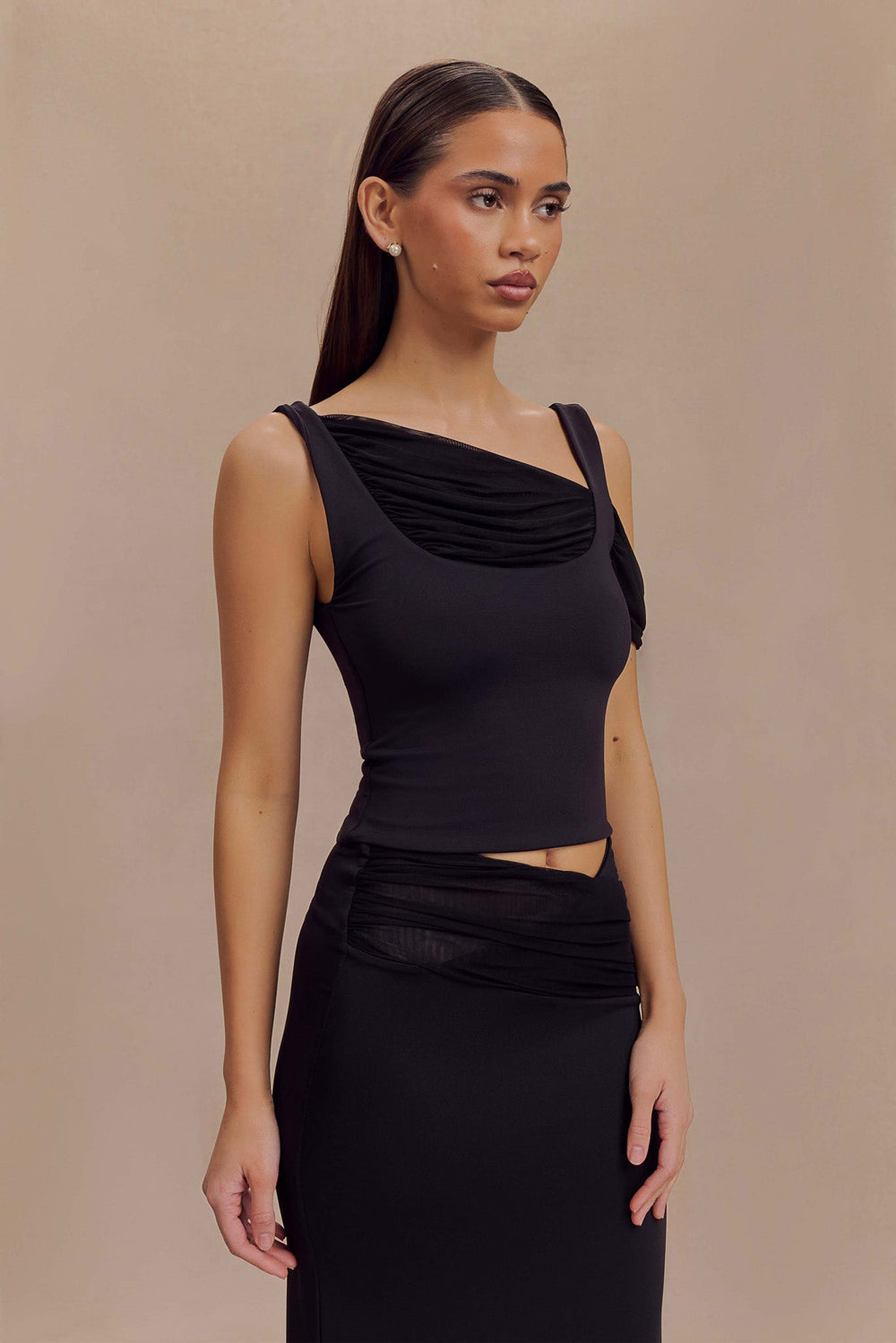 Jules Recycled Nylon And Mesh Sleeveless Top - Black