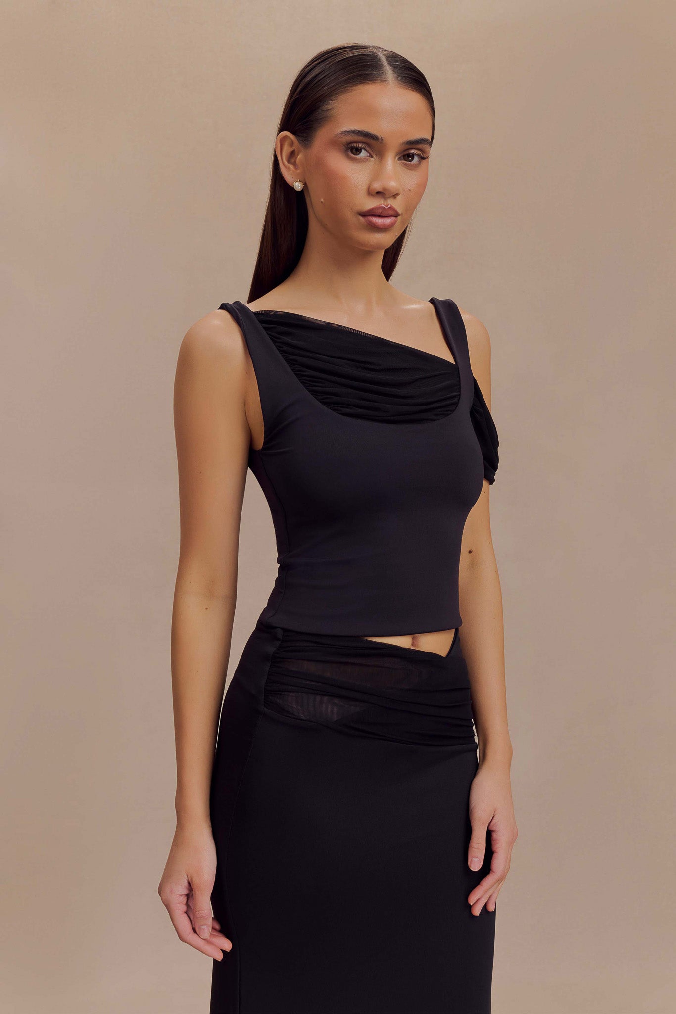 Jules Recycled Nylon And Mesh Sleeveless Top - Black