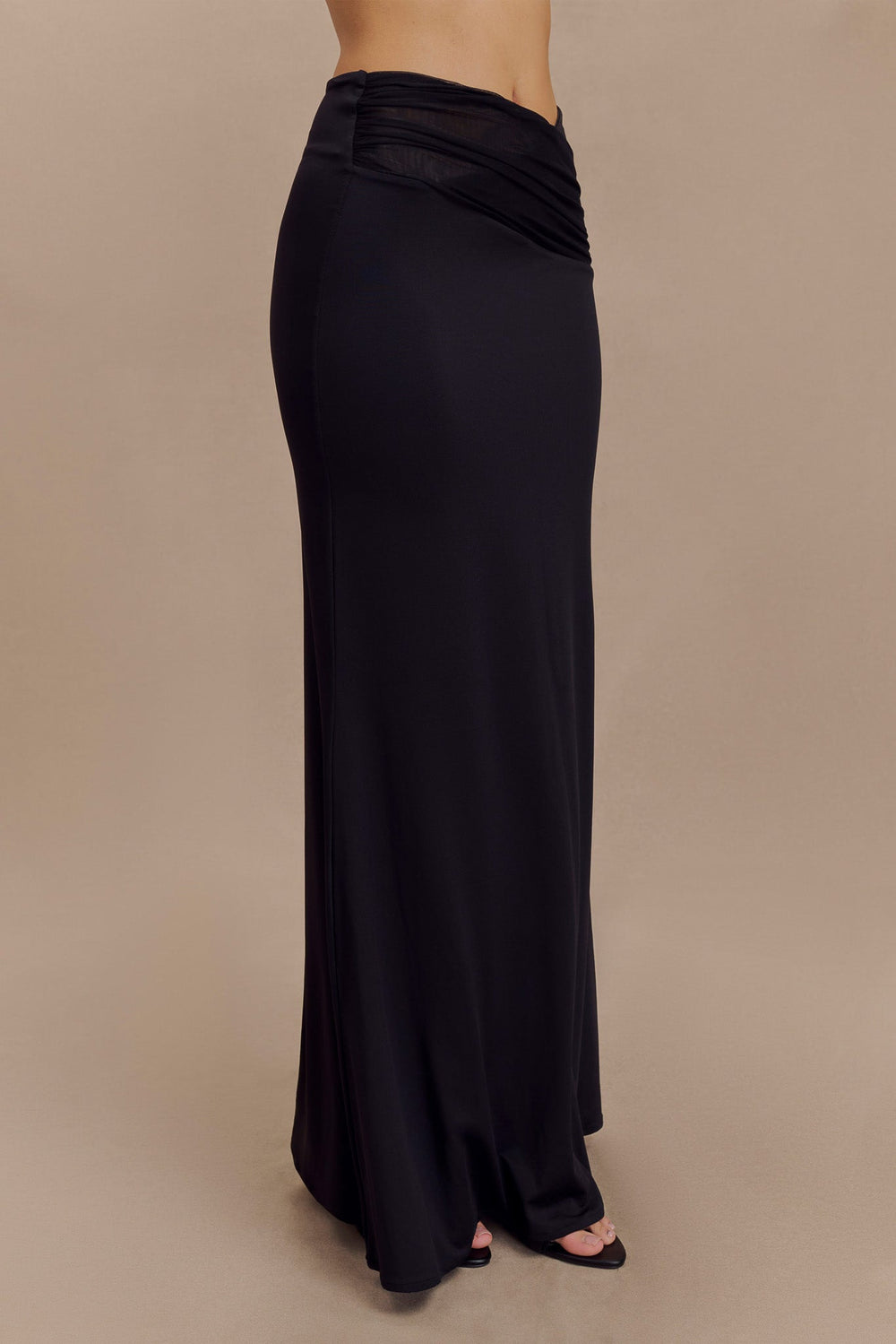 Jules Recycled Nylon And Mesh Maxi Skirt - Black