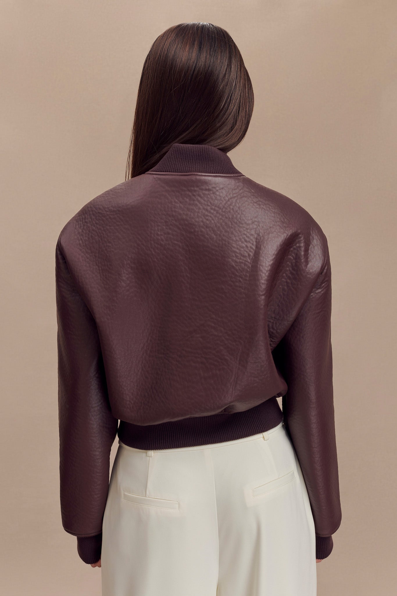 Codi Faux Leather Bomber Jacket - Merlot