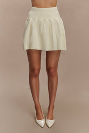 Dionne Pleated Knit Mini Skirt - Ivory Marle