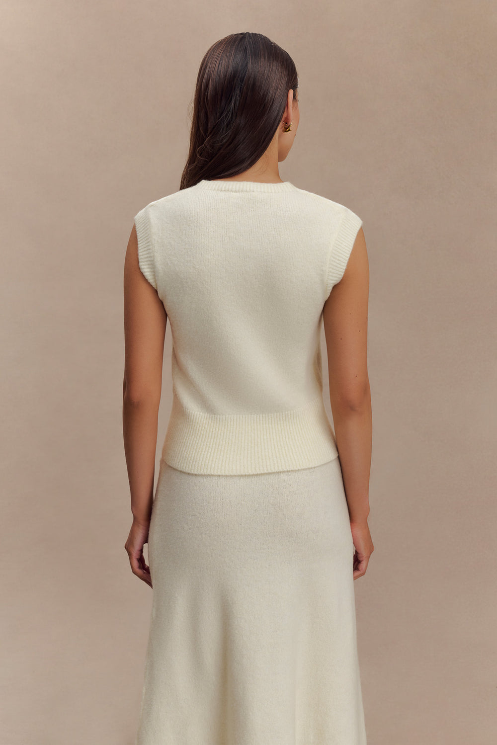 Dionne Sleeveless Knit Vest - Ivory Marle