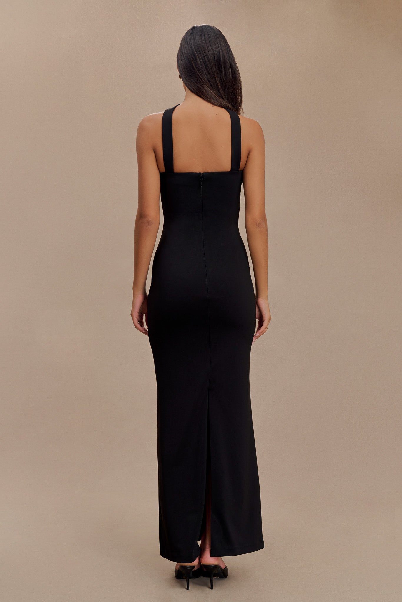 Velma Halter Collar Maxi Dress - Black