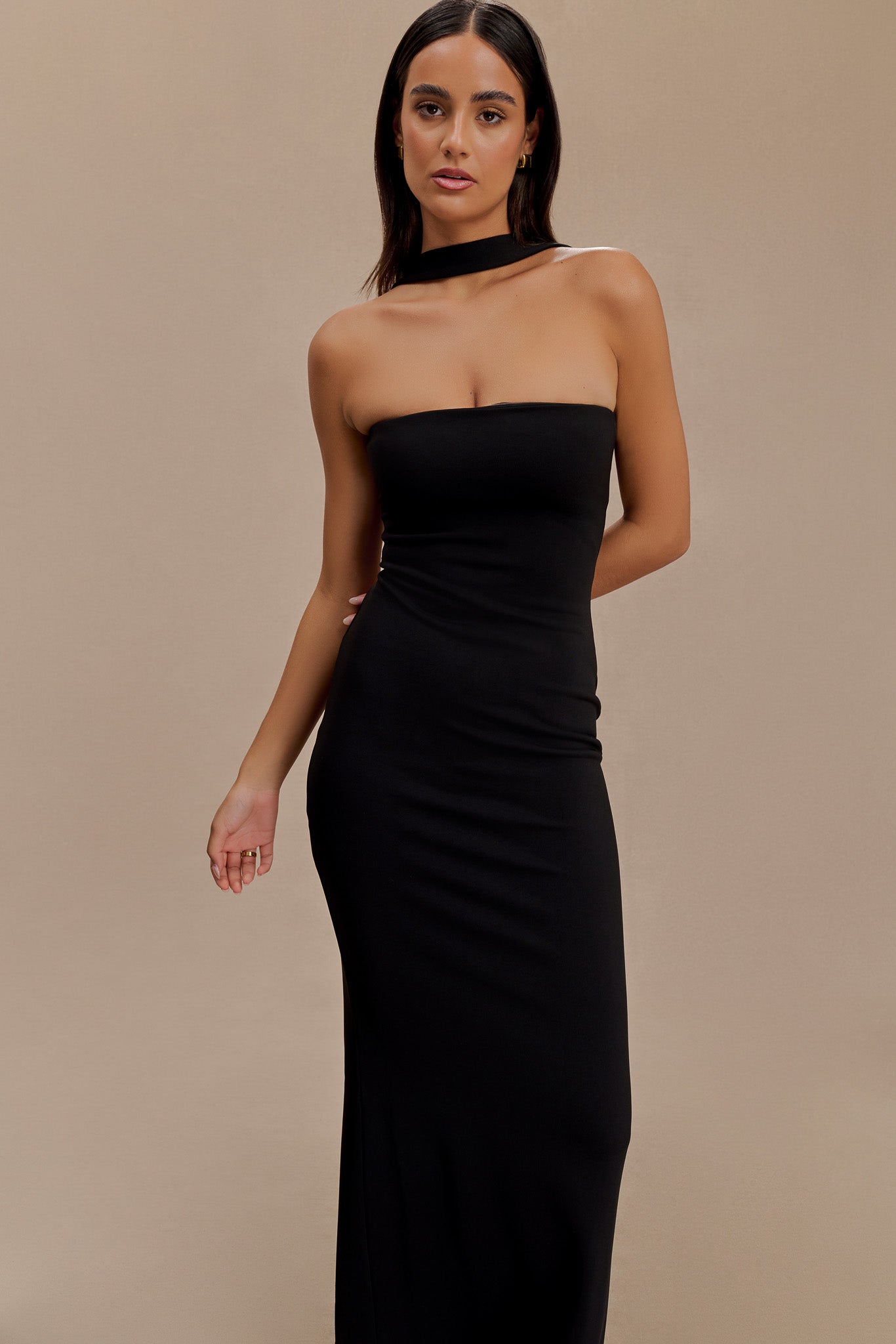 Velma Halter Collar Maxi Dress - Black