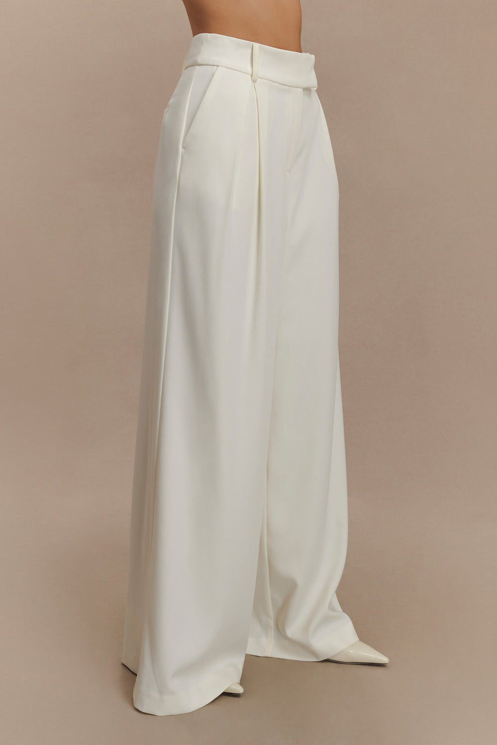 Jacqueline Pleated Wide Leg Pants - Ivory