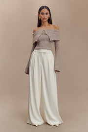 Jacqueline Pleated Wide Leg Pants - Ivory