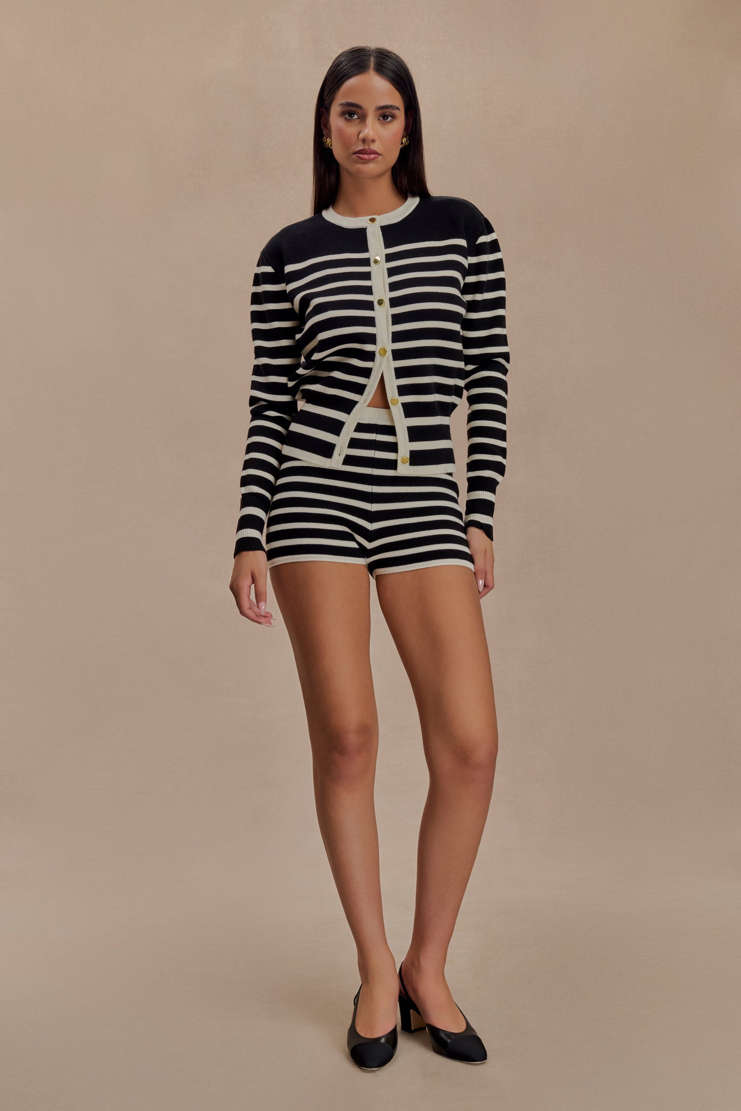 Tabitha Stripe Knit Shorts - Black/White