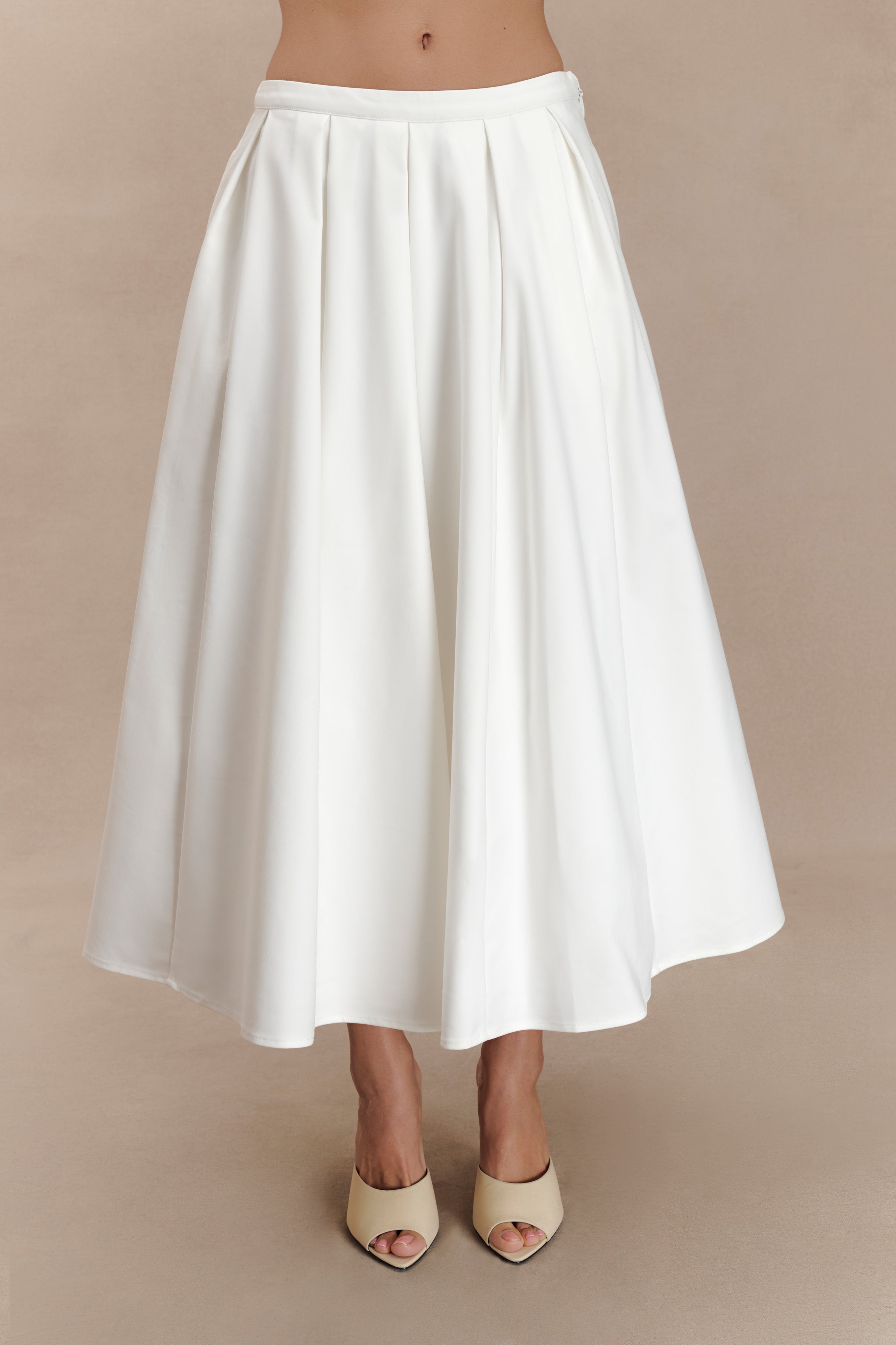 Jemima Cotton Midi Skirt White MESHKI