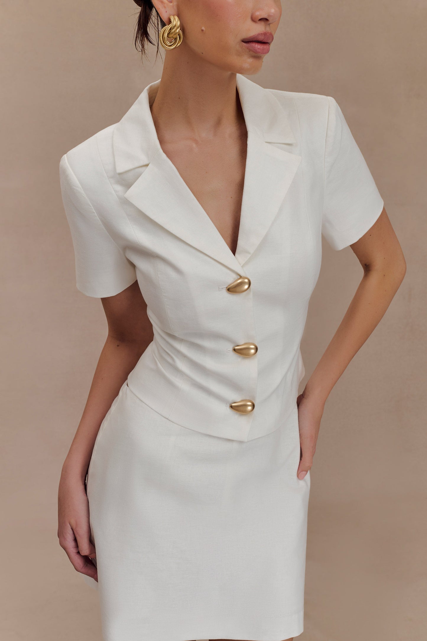 Ciara Linen Jacket - White