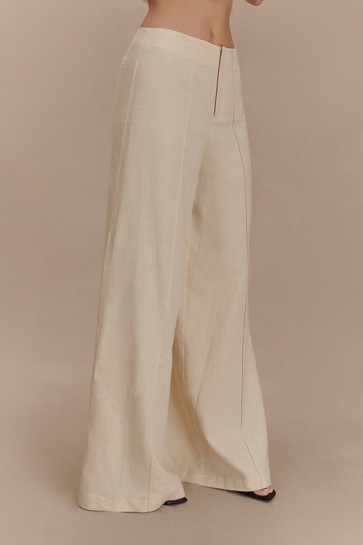 Brandi Linen Straight Leg Pant - Wheat Marle