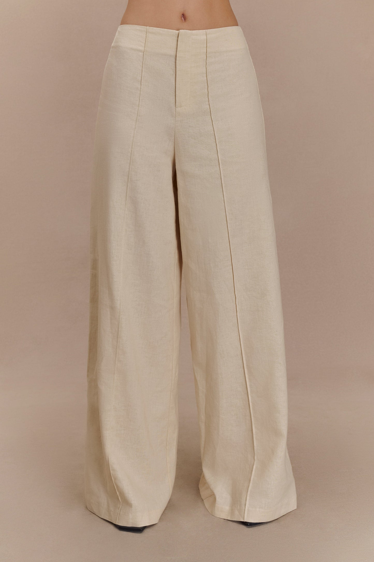 Brandi Linen Straight Leg Pant - Wheat Marle