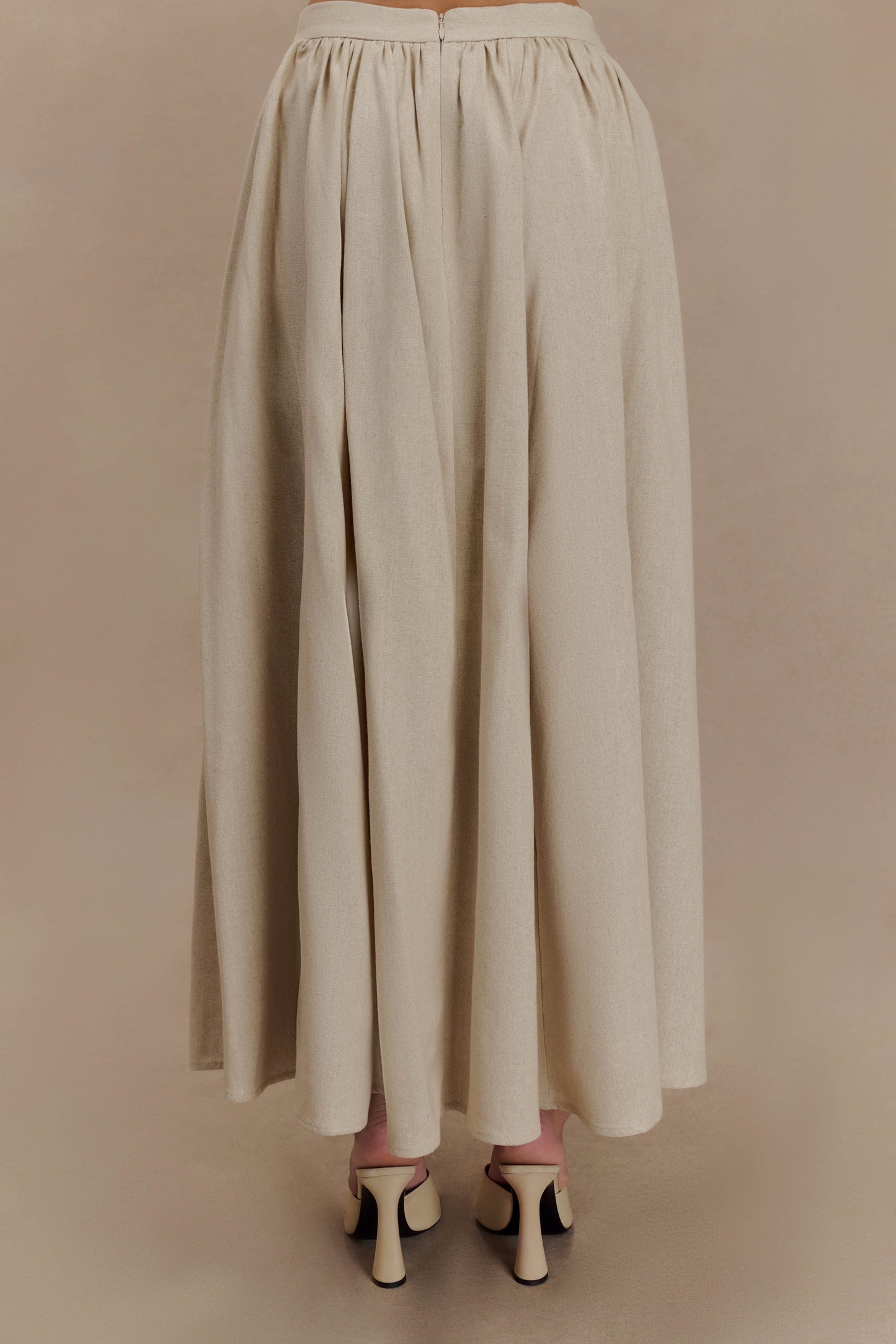 Clarence Linen A-Line Maxi Skirt - Natural