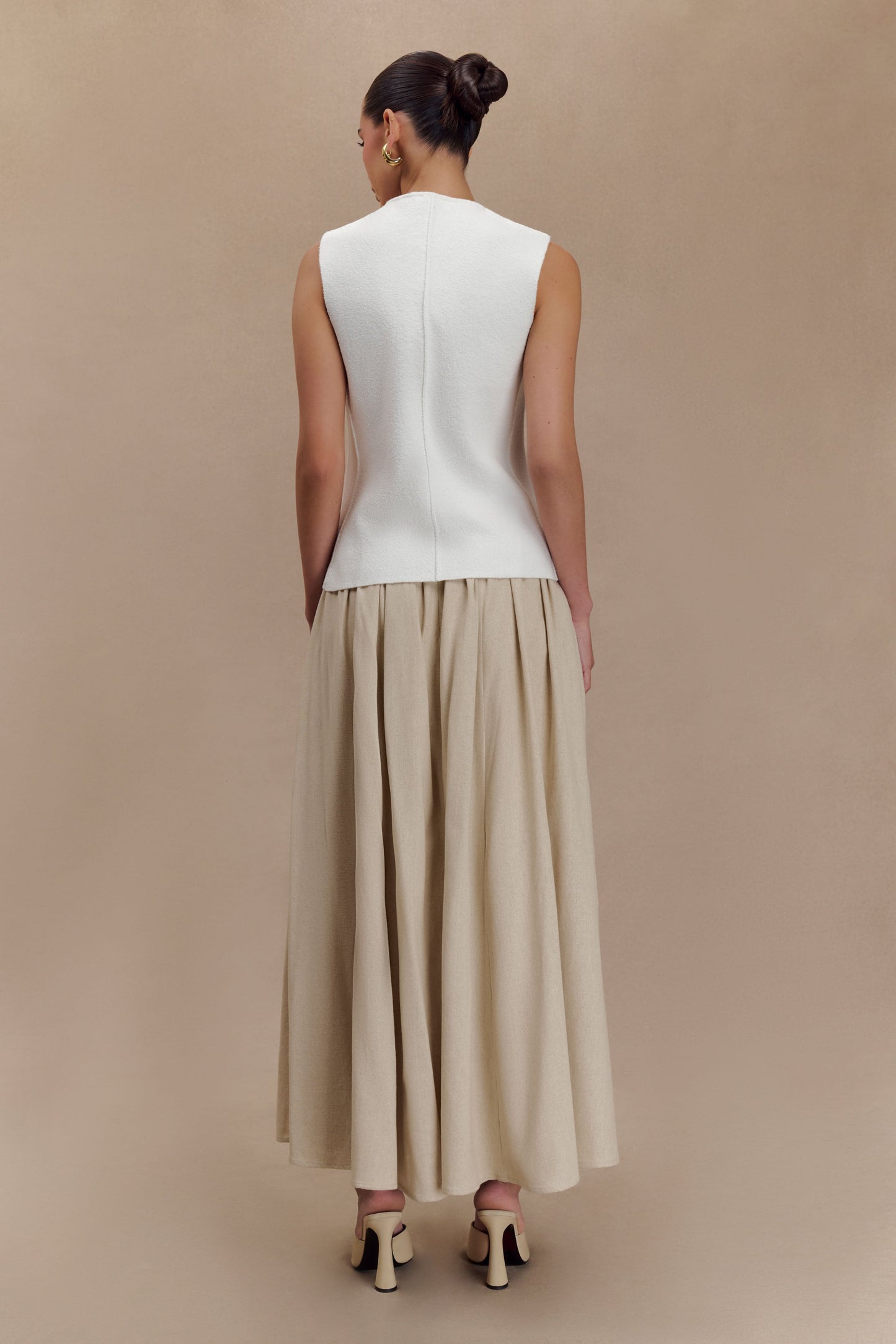 Clarence Linen A-Line Maxi Skirt - Natural