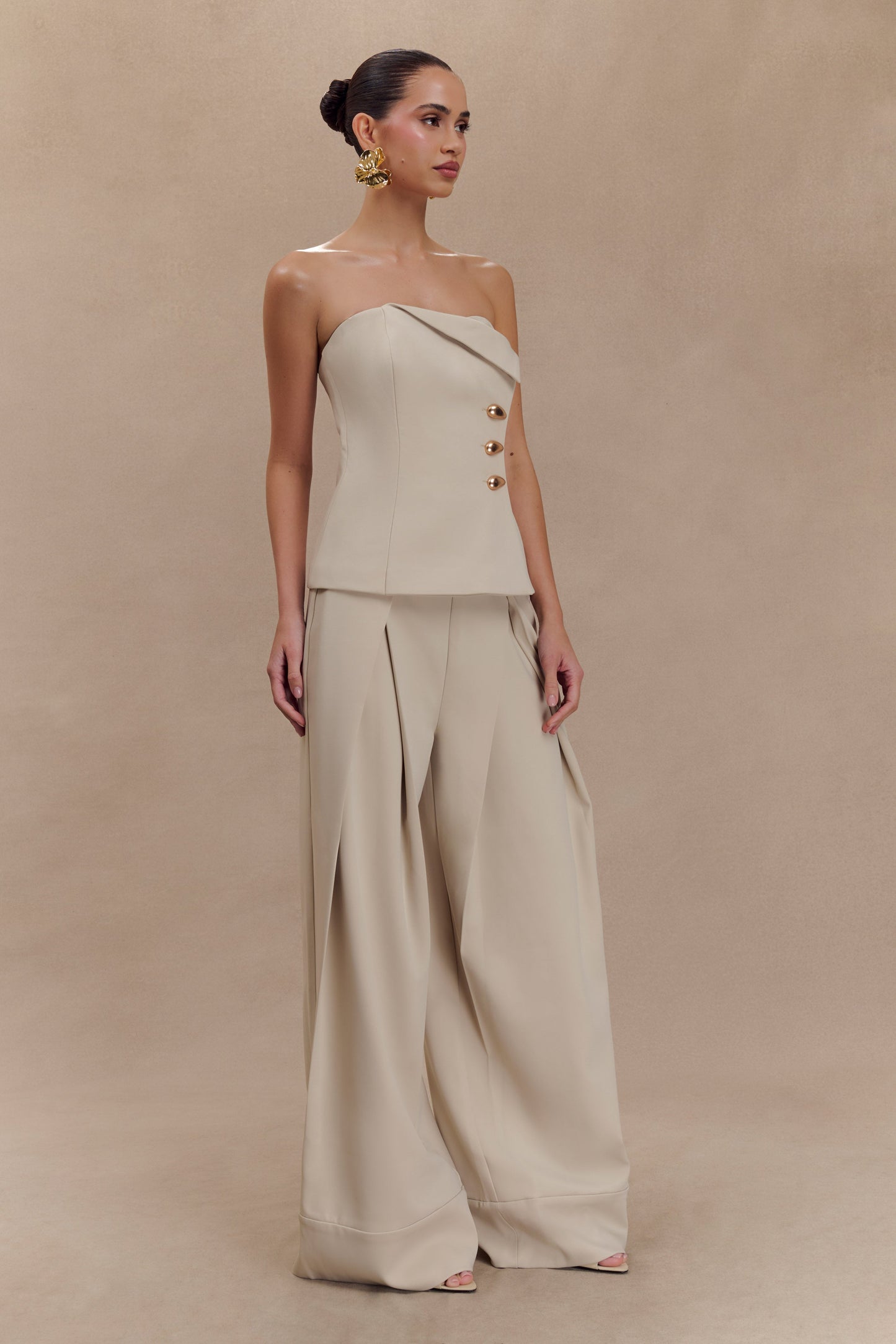 Katarina Wide Leg Suiting Pants - Sand