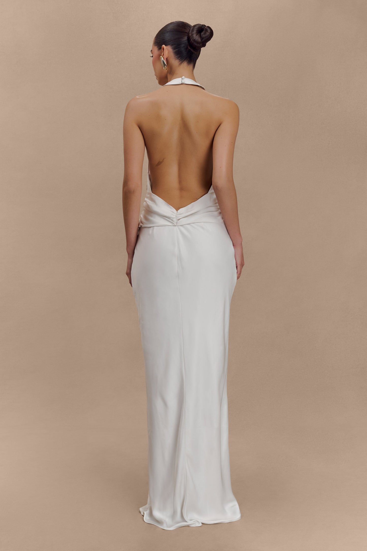 Rinna Satin Halter Maxi Dress - Ivory