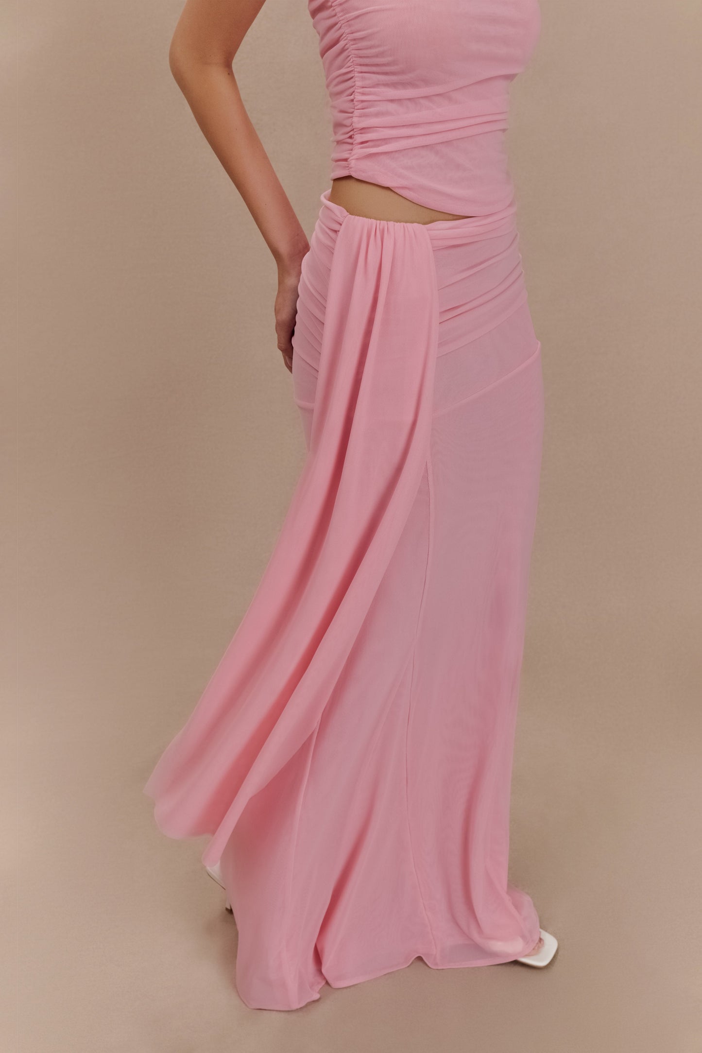 Arna Mesh Maxi Skirt - Candy Pink