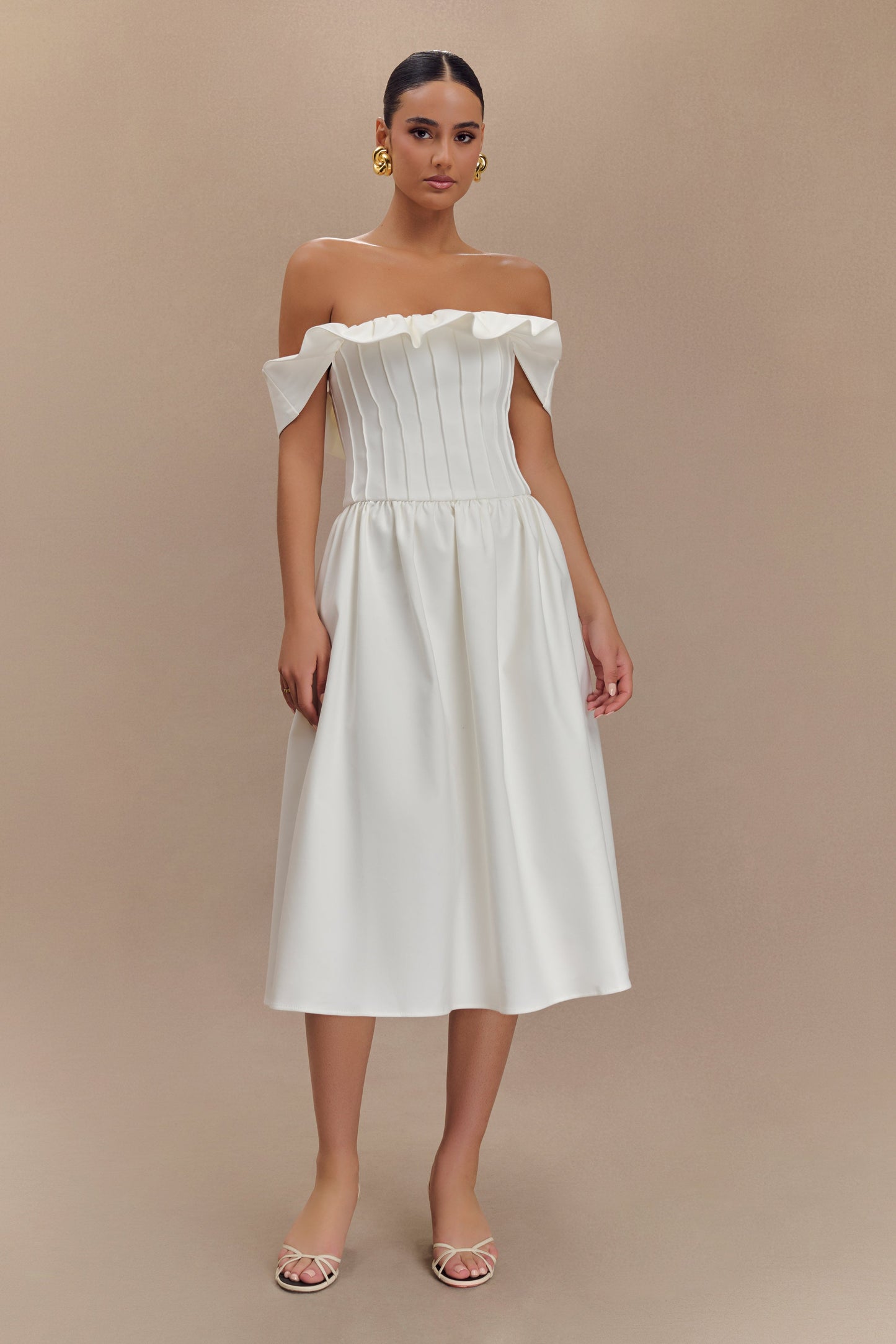 Orla Strapless Cotton Midi Dress - White