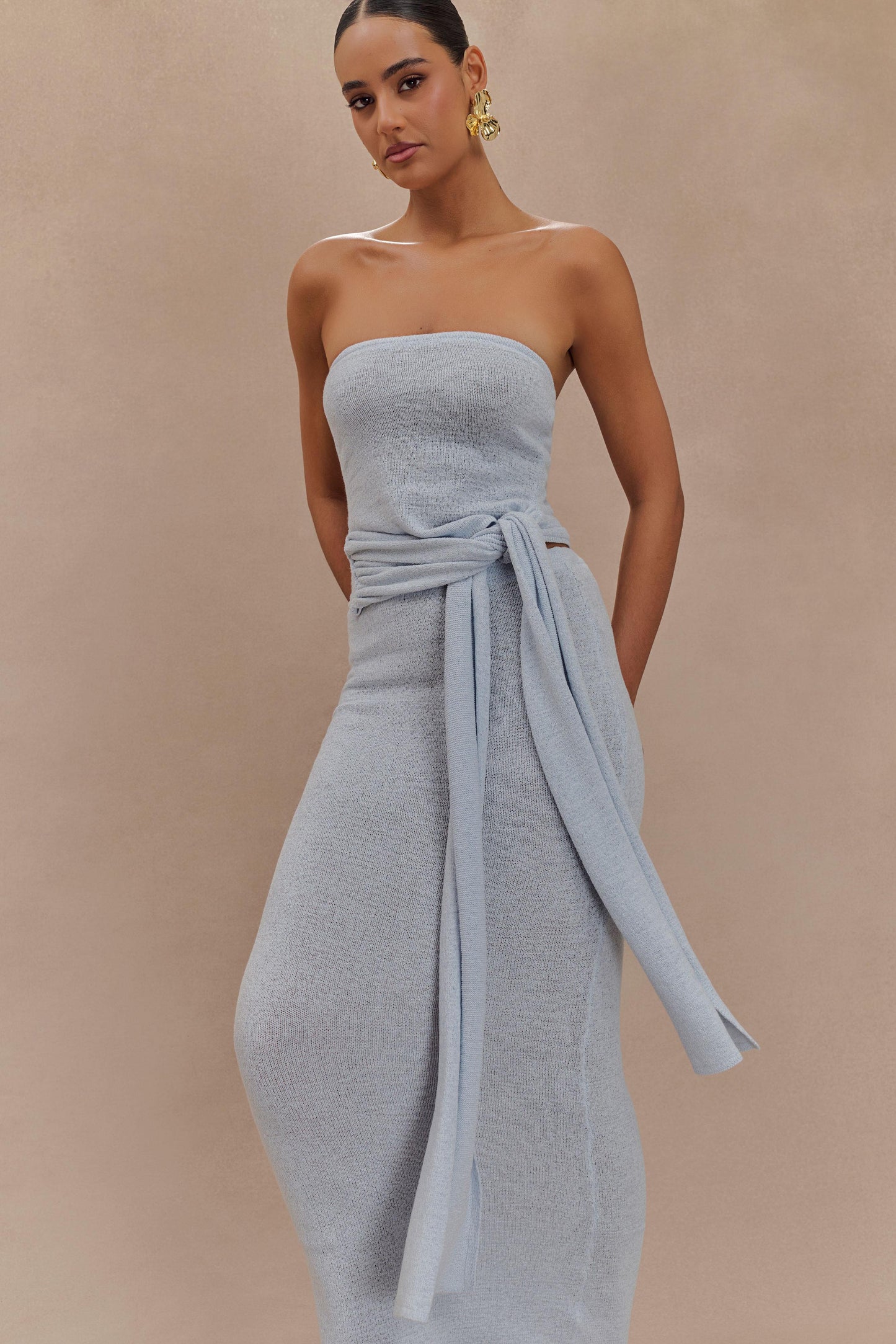 Phoebe Knit Maxi Skirt - Ice Blue