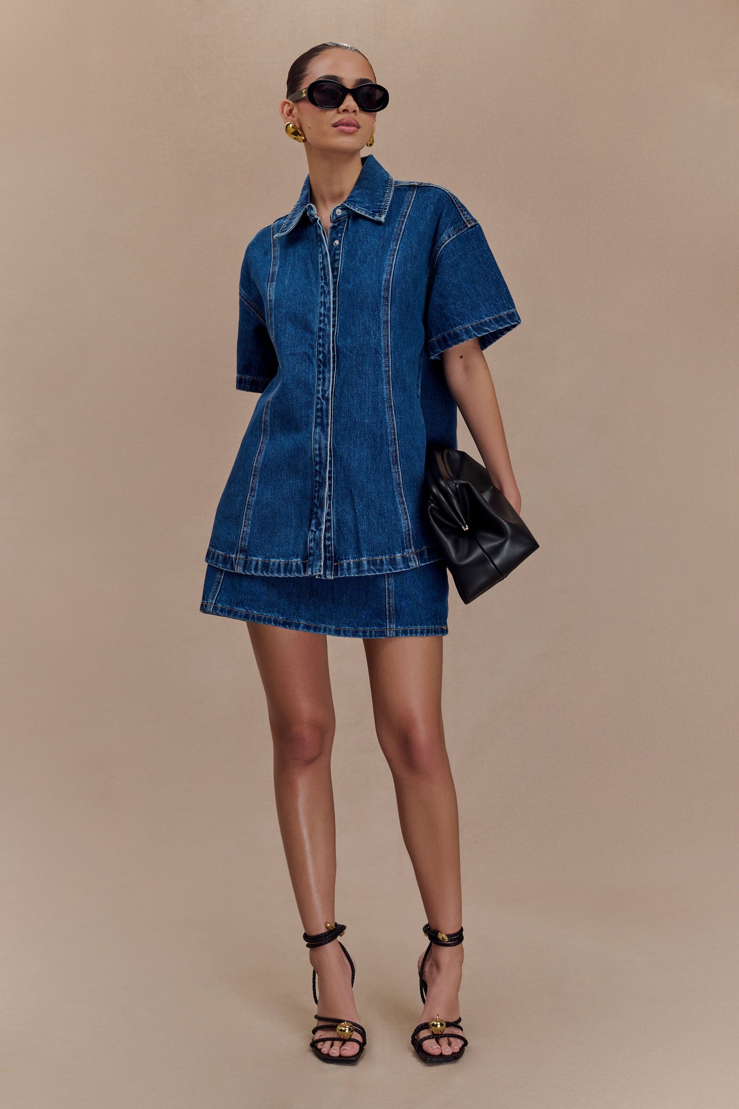 Maya Oversized Denim Shirt - Dark Blue