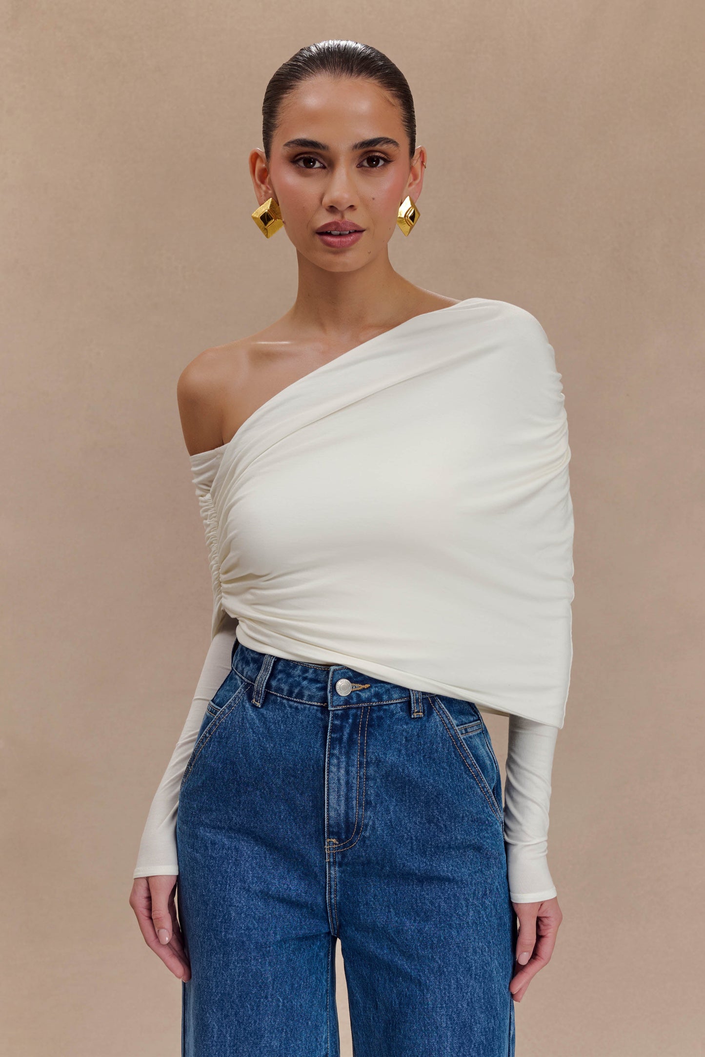 Corinna Modal One Shoulder Top - Ivory