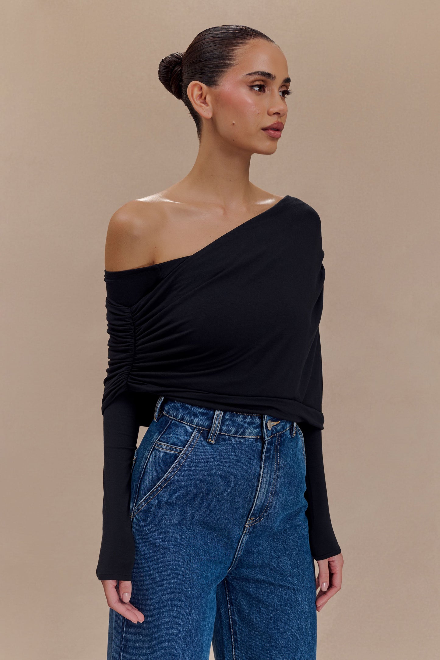 Corinna Modal One Shoulder Top - Black