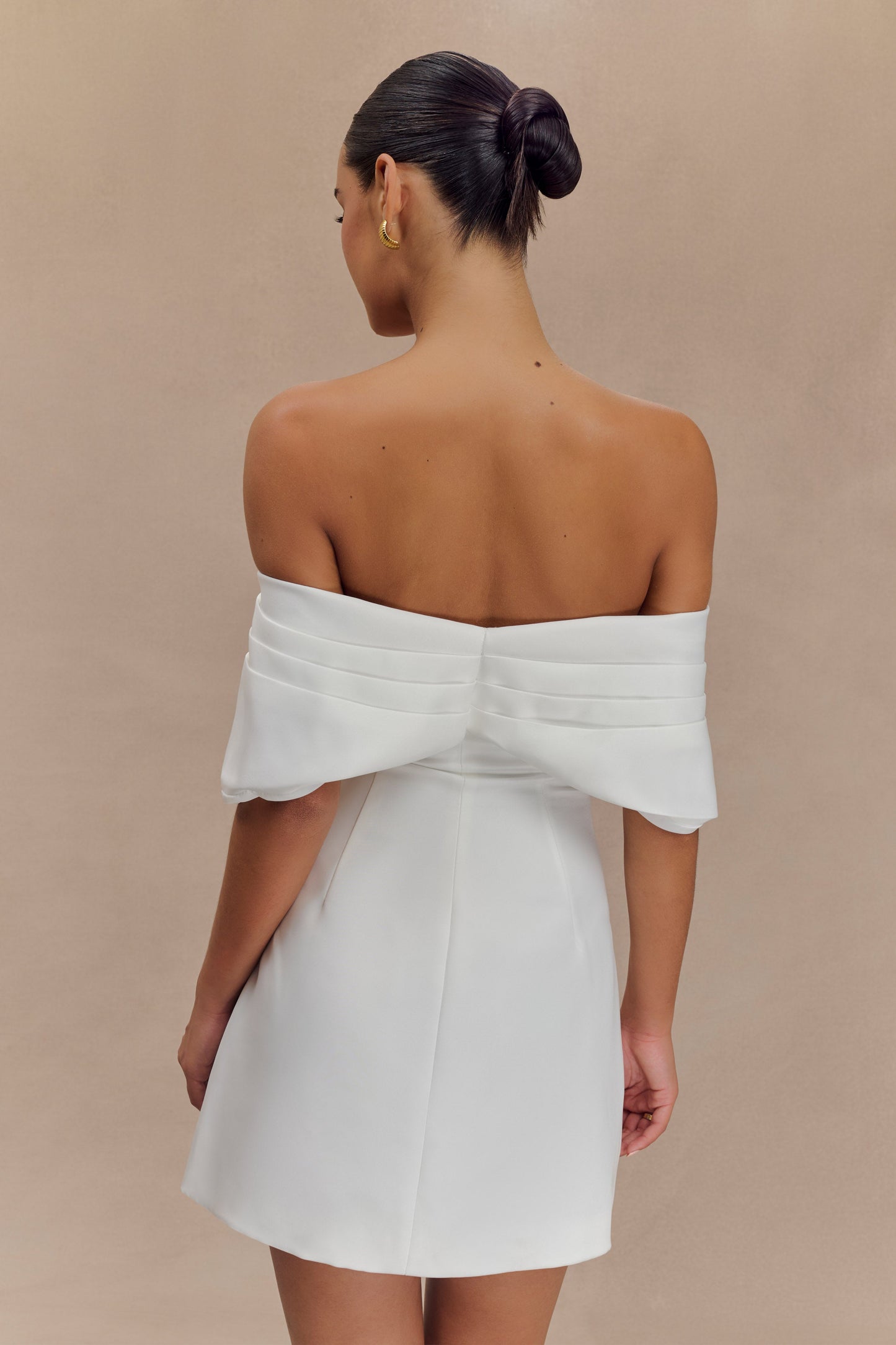 Gloria Mini Off Shoulder Drape Dress - White