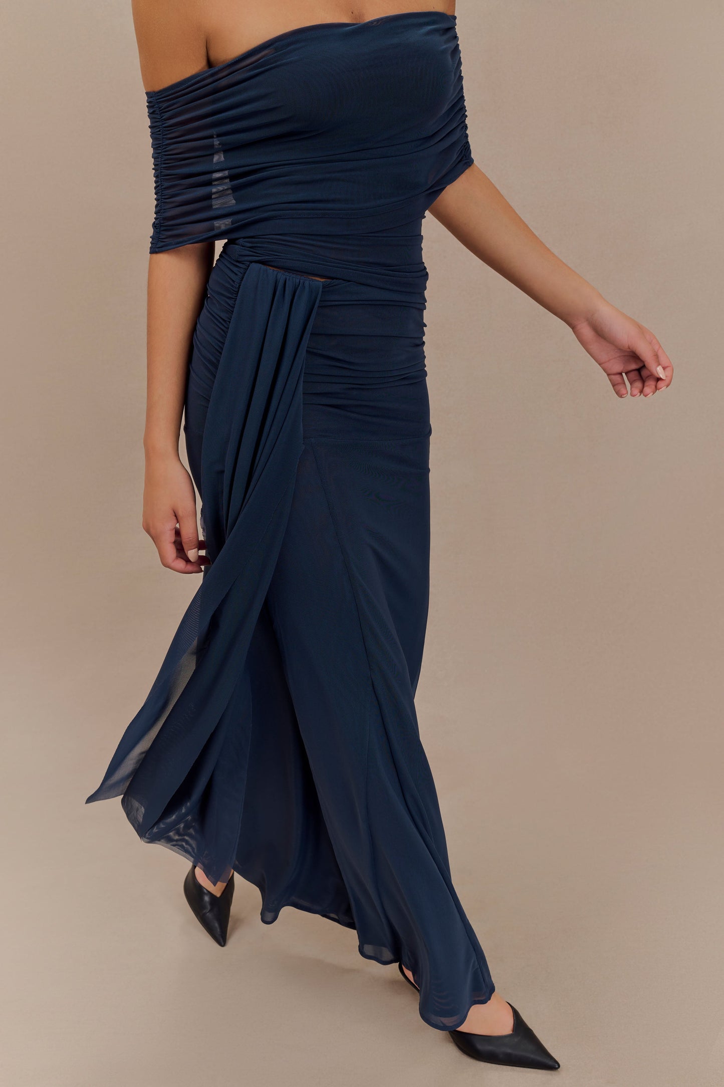 Arna Mesh Maxi Skirt - Midnight Blue