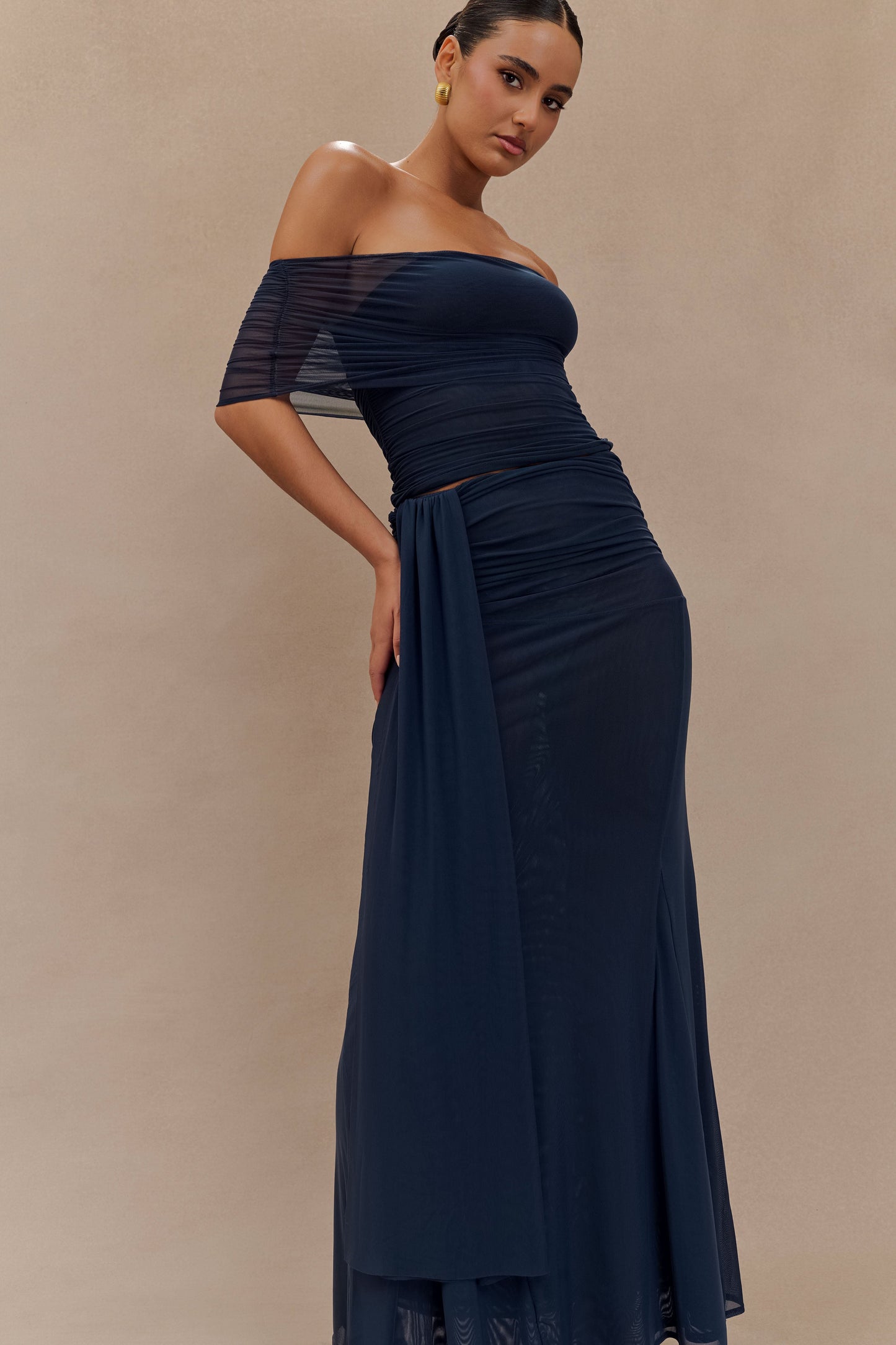 Arna Mesh Maxi Skirt - Midnight Blue