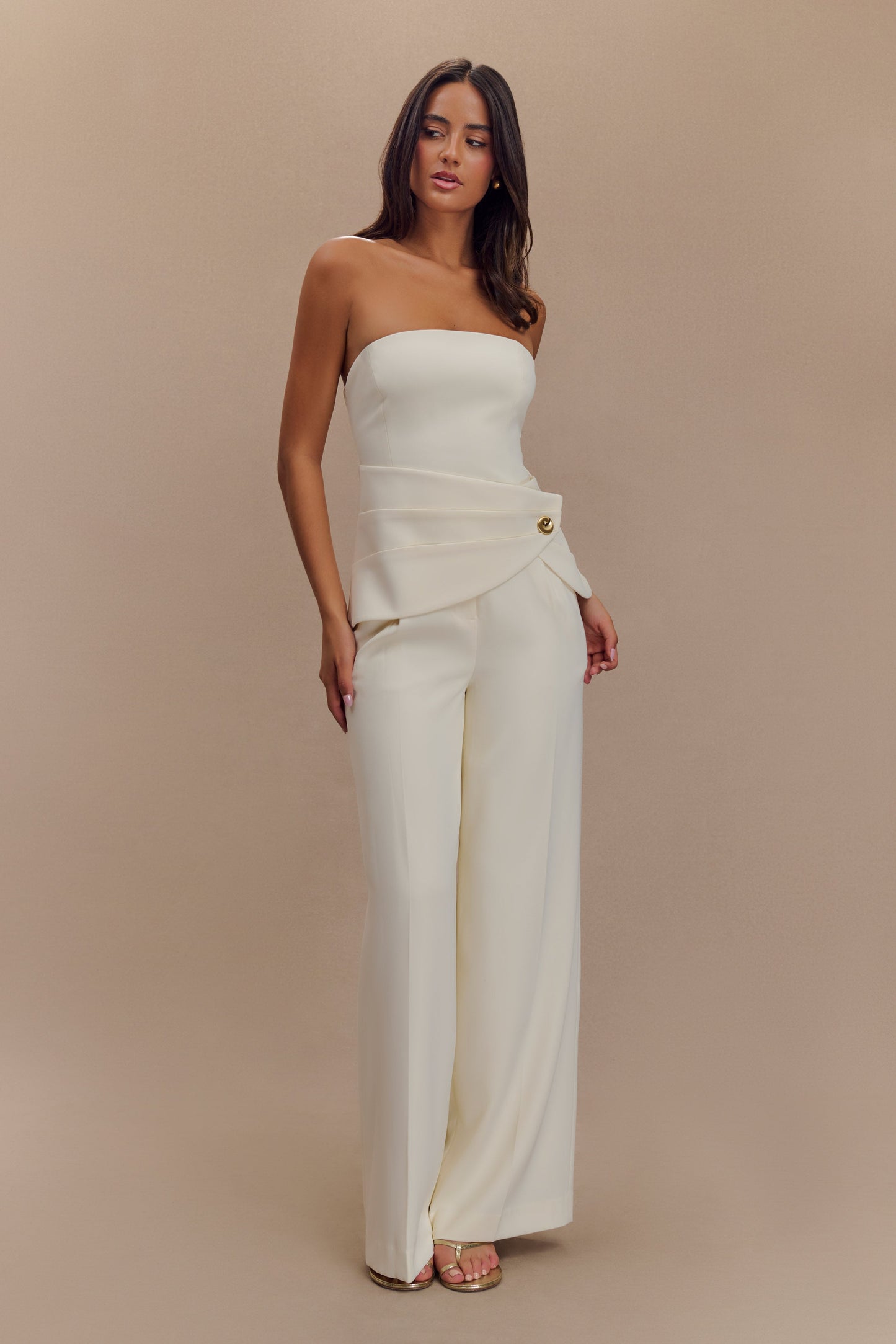 Faith Suiting Wide Leg Pant - Ivory