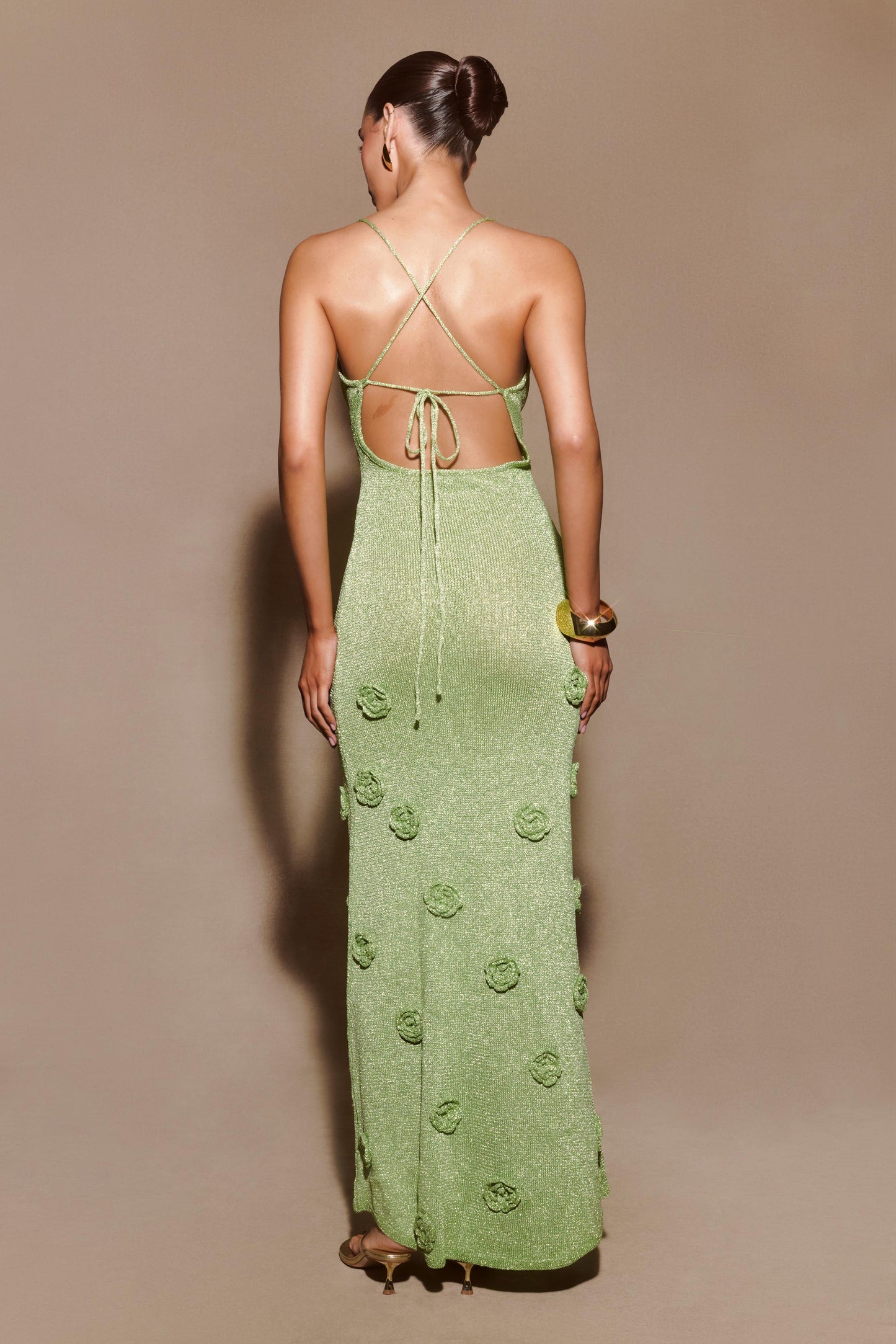 Suki Metallic Knit Maxi Dress - Pastel Green