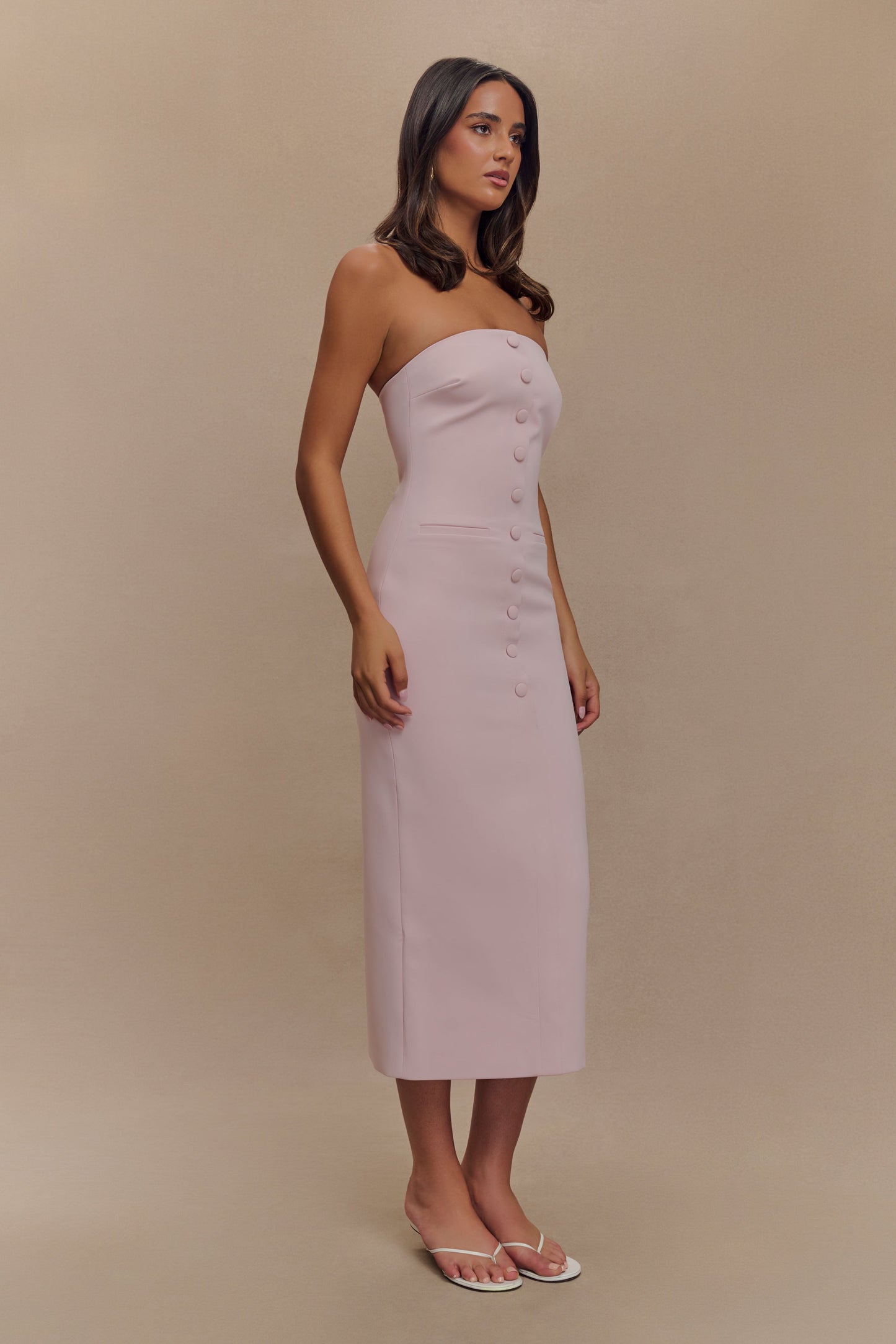 Sussan Strapless Midi Dress - Powder Pink