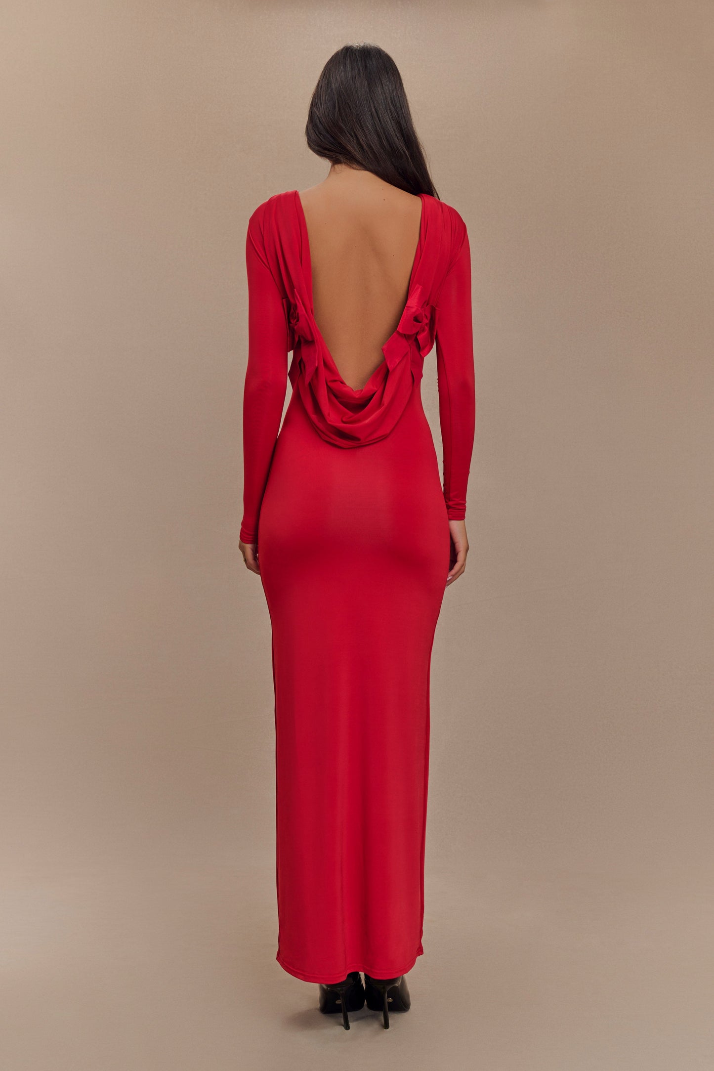 Bennett Slinky Long Sleeve Maxi Dress - Ruby