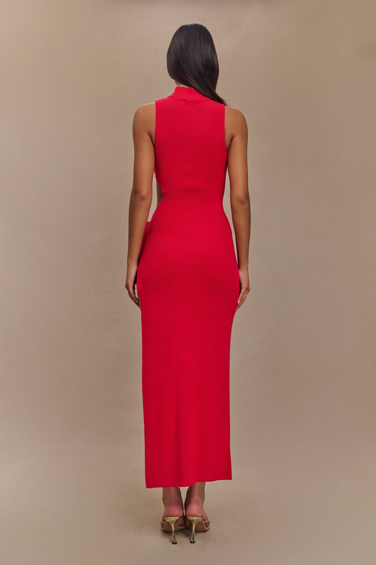 Stephanie Cut Out Knit Maxi Dress - Red