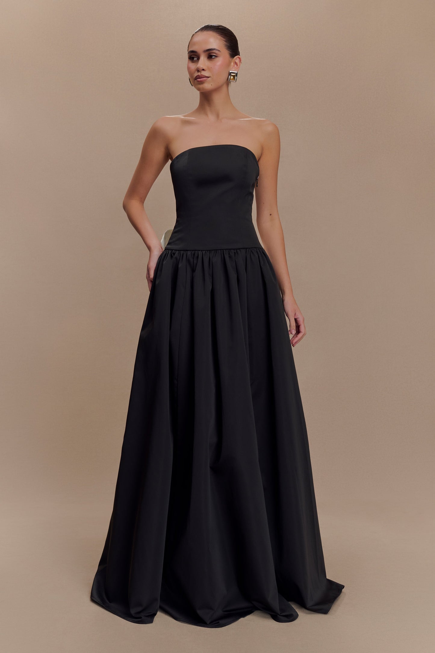 Frances Strapless Bow Maxi Dress - Black