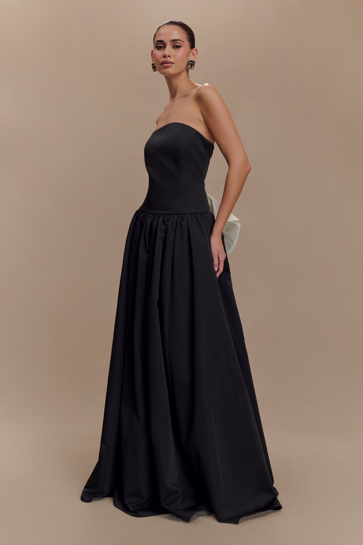 Frances Strapless Bow Maxi Dress - Black