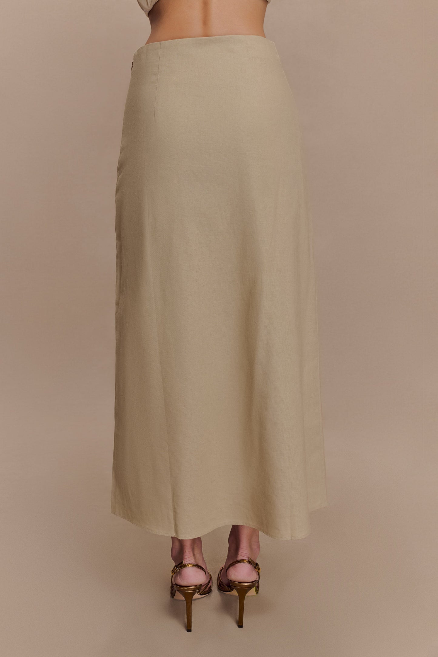 Dora Linen Midi Skirt - Natural